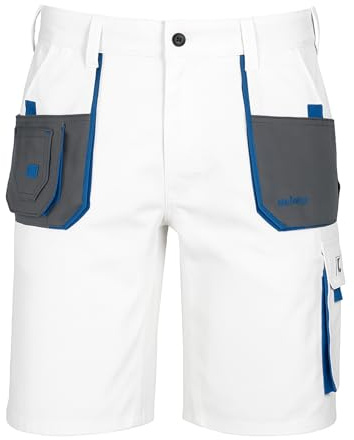ART.MAS White Shorts Men Work, Half Elastic Waist, Triple Stitched Cordura Reinforcing Stress Points, Phenomenal Adult Workwear Shorts