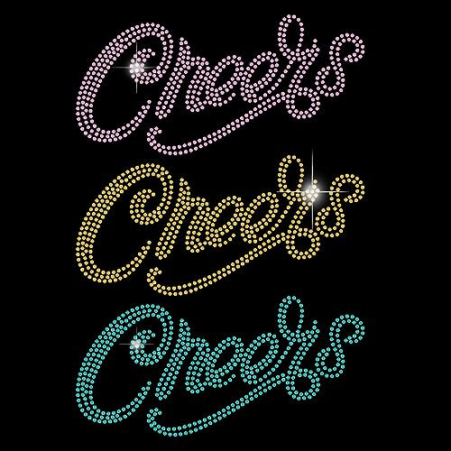 SUPERDANT Cheers Text Party Kristall Strasssteine Wärmeübertragung Party Strasssteine Bunte Vorlage Für Party Kleid Kleidung Taschen Hosen DIY Transfer Aufkleber Zum Aufbügeln