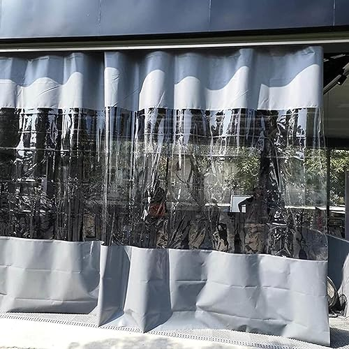 Jolan Durchsichtige Außenplanenvorhänge,Mit Ösen,Pergola Terrasse Pavillon Veranda Carport wasserdichte Transparente Plane Seitenteile,Wetterfest Trennwand Vorhänge,Anpassbar,W×H-2×3m(6.6 * 9.8ft)
