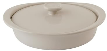 BergHOFF Balance Stone - Casseruola in pietra, 24,1 x 24,1 x 6,6 cm, con coperchio, rotonda, impugnatura sicura, teglia in ceramica non porosa, cottura lenta, cottura uniforme, utilizzabile in forno