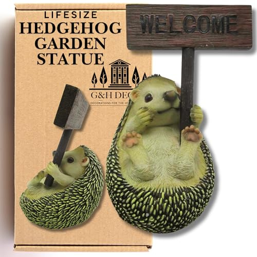 G&H Decor - Décoration de jardin réaliste en forme de hérisson - Statue de bienvenue animal de la forêt de 15 cm - Cadeau hérisson peint à la main - Détails complexes pour une utilisation en intérieur