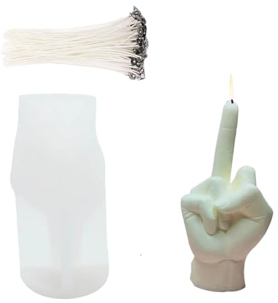 Generisch Mittelfinger Kerze Silikonform, Lustige Kerzen Selber Machen Set, Hochwertiges Silikon, Wiederverwendbar, Weich, Leichte Entformung, Kerzenformen zum Gießen, Aromatherapiesteine, Schokolade