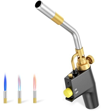 MAPP Propanbrenner, SenDeluz Gasbrenner Hochleistungs-Lötlötlötbrenner Mit Piezo-Zündung Einstellbarer Flamme Lötbrenner zum Löten Kochen Schmelzen Gasflaschen Nicht Im Lieferumfang Enthalten