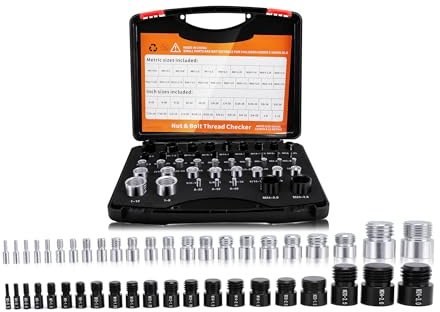 44PCS Nut and Bolt Thread Checker, Thread Checker Box, Bolt Thread Identifier, High Testing Accuracy, Multiple Size Options