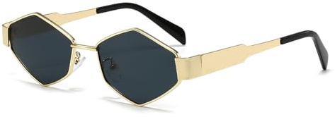 YAMEIZE Occhiali da Sole con Montatura in Metallo di Tendenza - per Donna Uomo 90s Occhiali Classici Vintage in Metallo Protezione UV400 Guida all'aperto