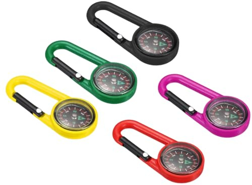 5 Pièces Boussole Mousqueton, 3 en 1 Boussole Randonnée Mousqueton, Boussole d'alpinisme Unisexe, Mini Boussole, Boussole Mousqueton pour Sports de Plein air Navigation, Camping, Randonnée