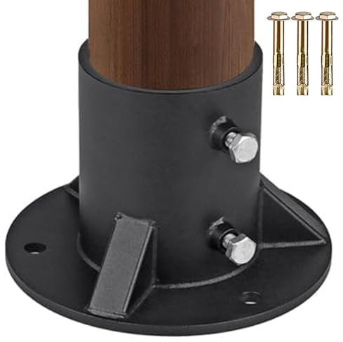 Post Base, Deck Post Base, Round 2.1in Metal Post Bracket Pre-drilled Screw Mounting Post Anchor Post Supports for Fence Street Lamp Pool Ladder