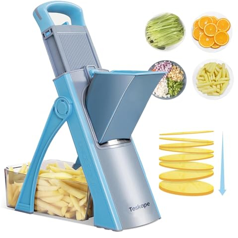 Toskope Upgraded Vegetable Chopper, Mandoline Slicer, 4-in-1 Salad Chopper, French Fries Slicer, Adjustable Potato Chipper