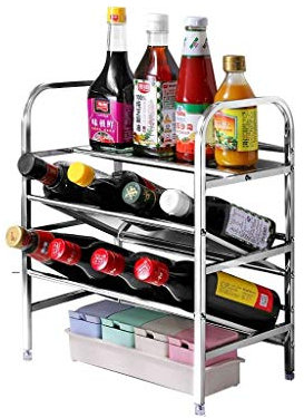 Spice Rack Kitchen Rack Storage Shelf Spice Racks, Stainless Steel Kitchen Seasoning Shelves Kitchen Storage Organizer,Bottle Racks,Oil Bottle Cruet Holder(30Cm) Kitchen Organizer