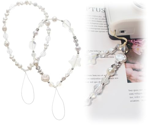 Mrltau 2 pcs Y2K Handy-Kette Perlen, Handyschmuck, Phone Charm Handy Charm, Bunte Perlen Handy-Anhänger Halsband, kompatibel mit jedem Handy, Smartphone und Handy Hülle.