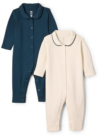 Amazon Essentials x Sofia Grainge Tutina Notte Senza Piedi Unisex Bimbi, Pacco da 2, Avorio/Blu Marino, 3-6 Mesi