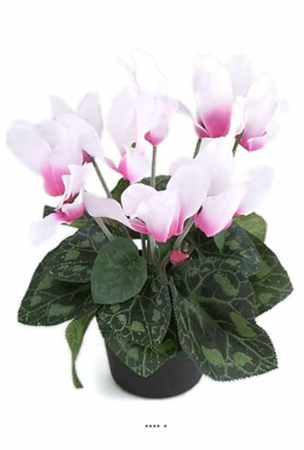 Artificielles.com - Cyclamen artificiel en pot H 20 cm D 15 cm qualite top Rose-crème - couleur: Rose-crème 705