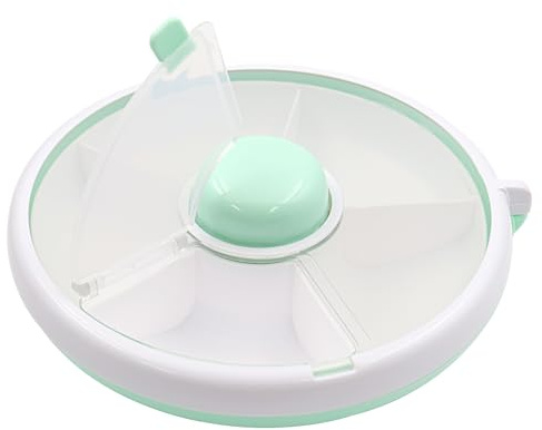 Ieron Rotating Snack Box Snack Spinner Portable Rotating Snack Container Snack Box With 5 Compartments And Lid Rotating Snack Box For Picnic Travel Work School (Green)