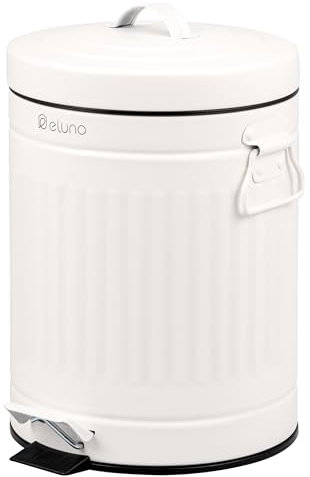 eluno VINTAGE, Pattumiera a pedale da 5 litri, con secchio interno in plastica rimovibile, in metallo (blanc)