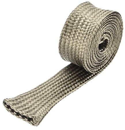 sourcing map Heat Shield Sleeve, 0.6 ID 3.3 Feet Heat Sleeve Automotive Wire Heat Shield Fuel Line Heat Shield Sleeve Heat Sleeve Heat Wrap 800 Degree for Wires, Titanium Color