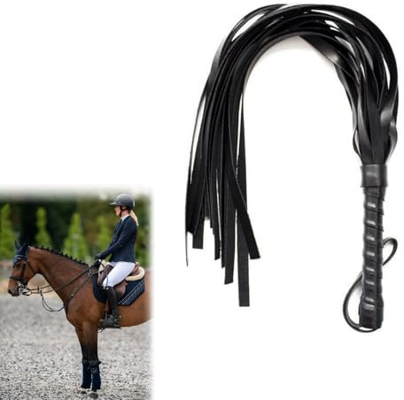 Leder Reitgerte Pferdepeitsche Kurz mit Fransen Pferdepeitsche Gerte Pferd Gerte für Pferde für Pferd das tägliche Training Cosplay Spiele Pferd Springen Rennen 45CM