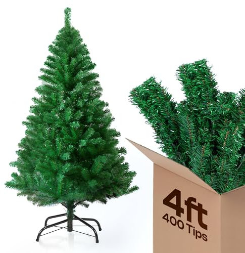KLASS 4ft Christmas Tree 400 Tips Lush Xmas Tree, Premium PVC Realistic Artificial Christmas Tree With Metal Stand, Green Christmas Trees in 4 ft, 5ft, 6ft & 7ft Sizes Perfect Christmas Decoration