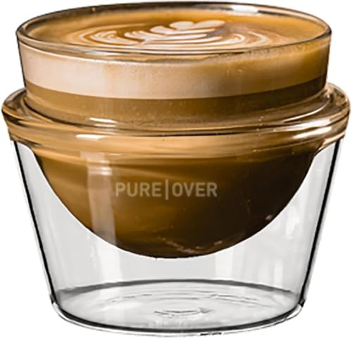 Pure Over Espresso Drinks Coffee Cups | Latte, Cappuccino, Cortado, Flat White | Non-Toxic | Borosilicate Double-Walled Glass | 5 Oz, 6.5 Oz, 8.5 Oz, & 10 Oz (Cappuccino (6.5 ounces))