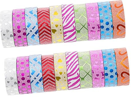 TEHAUX 20stücke Washi Tapes Selbstklebende Glitzerbander Für Scrapbooking Kreative Bastelprojekte Dekoration Von Notizbüchern Briefen Und Verpackungen