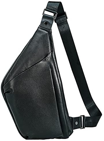 BHBYAFASH Crossbody Brusttasche, Vintage echtes Leder Umhängetasche für Männer Brust Schulter Crossbody Casual Daypack Wanderrucksack Outdoor Radfahren Brusttasche