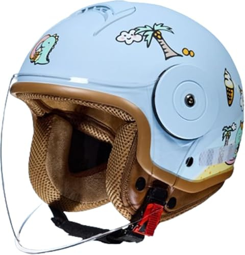 Caschi retrò per ciclomotori, scooter, casco da moto per bambini, modello Dirt Bike, aperto, con visiera, per bambini dai 3 ai 14 anni, omologato ECE. H,46-54CM