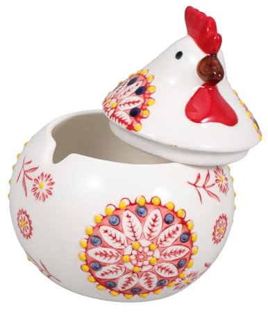 LIGIGWASH Pot De Rangement Céramique Forme De Poule Avec Couvercle Jarre à Cookies Décorative Pour Cuisine Pot à Condiments Relief Pour Bonbons Snacks Et Biscuits