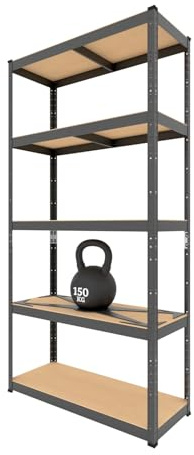 BAUSOKOL Schwerlastregal 200x100x40 cm, Schwarz, 875kg MDF Böden | Tragkraft 875kg Lagerregal, Werkstattregal, Kellerregal, Schwerlastregal, Steckregal, Regal wand, Standregal, Kleines regal