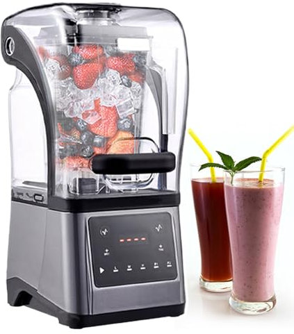 lilishangmao Blender Professionnel Silencieux (Mise À Niveau 2025), Écran PC Silencieux De 8 mm D'Épaisseur, 9 Vitesses De Réglage, Autonettoyant, Mixeur À Smoothies sur Pied, Récipient De 1,6 L