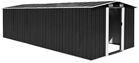 CINDERFUL Abri de jardin 257x580x181 cm Métal Anthracite Cabanes/abris