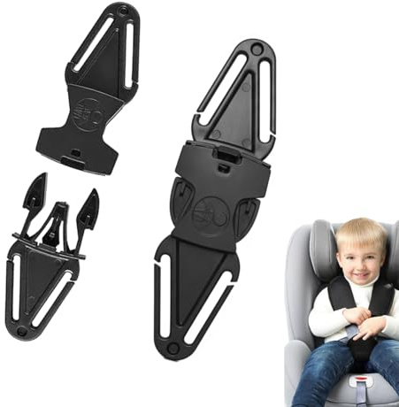 2 Pcs Car Seat Safety Clip, Anti Escape Car Seat Strap, Adjustable Child Safety Chest Strap for Baby and Toddler Car Seats, Prevent Children Taking Their Arms Out of The Strap (Black)