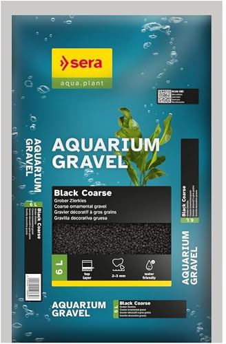 SERA Aquarium Gravel Black Coarse 6 L | Sustrat pour Aquariums d’Eau Douce| pour Poissons, Silures et Crevettes | Aspect Naturel
