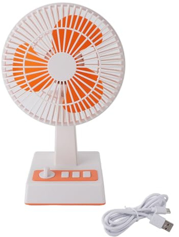 plplaaoo Ventilateur de bureau USB Small puissant Quiet 3 vitesses Énergie mini-table de bureau Tablette de table de type C Interface Rétro Design pour le bureau à domicile ABS extérieur