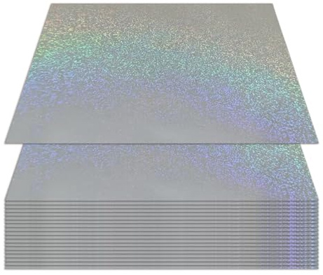 Glitterlamineringsfolier, A4-holografiska laminéklistermärken ark | 20 ark självhäftande folie lätt att klippa för pysselunderlag presentpapper scrapbook