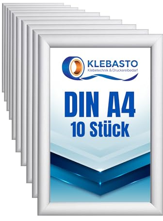 KLEBASTO Klapprahmen | 25mm Aluminium Profil | Plakatrahmen | Geschenkidee für Familien - Fanposter | Bilderrahmen inkl. entspiegelter Schutzscheibe (DIN A4)
