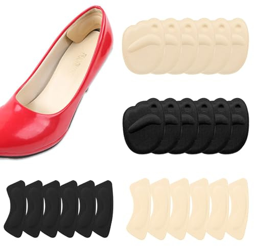 APKOL 24 Pcs Vorfuß Fersenpolster Set Schuhe High Heels Einlagen | Schuheinlagen Vorderfußpolster Anti-Rutsch Geleinlagen für Damenschuhe Schuhfüller Zehenschoner Verstellbarer schwarz beige