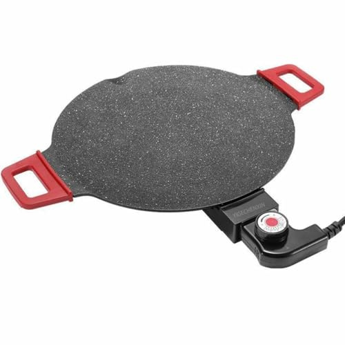 YIGECHENXIN Plancha eléctrica Multifuncional para Uso doméstico de 30-40 cm 220 V/800 W Control de Temperatura de 5 Niveles Antiadherente sin Humo con Pinzas,40cm