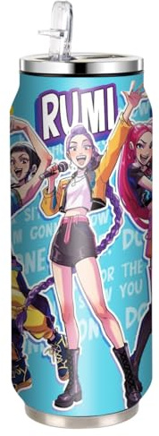 UBBY Demon Hunters - Borraccia da 500 ml, a prova di perdite, con cannuccia, in acciaio inox, per lavoro, viaggi, attività all'aperto, scuola (verde)