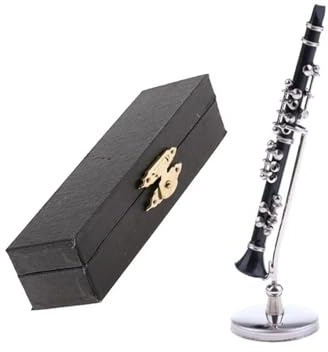 Figurines Miniatures D'instruments De Musique Modèle Miniature De Clarinette en Cuivre avec Étui Rangement