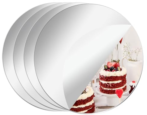 4 pannelli a specchio rotondi per decorazioni da tavolo, vassoi a specchio, piatti rotondi piatti per tavoli, centri rotondi per decorazioni da tavola per matrimoni e feste (25 cm)