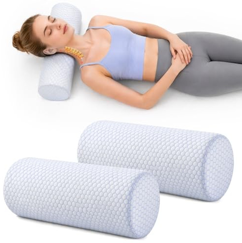 DHNDO 2 Pack Neck Roll Pillow for Pain Relief, Memory Foam, 40 x 15 cm