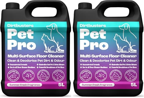 Dirtbusters Pet Pro Multi Surface (5L) Floor Cleaner Solution With Deodoriser, Pet Stain & Odour Remover For Hard Floor Cleaning Machines & Mop (Pack of 2)