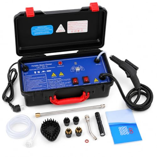 Limpiador de vapor portátil de 3000 W, limpiador de alta presión 4-6 bares y alta temperatura 100 °C, máquina de limpieza profesional al vapor, regulador de 6 velocidades y caja de herramientas, para