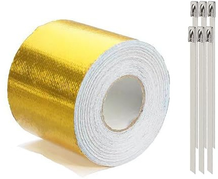 SIXHAOBU Aluminum Foil Tape, High-Temperature Heat Reflective Adhesive Backed Sheet, Car Aluminum Foil Adhesive Reflective Heat Shield Wrap Tape for Hose and Auto (10MX50CM)