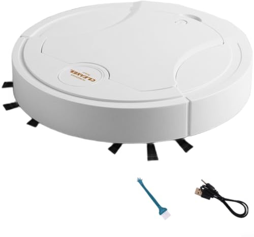 MeevrgR allt-i-ett smart robotdammsugare, 1 200 Pa stark sugmopp, USB-uppladdningsbar, automatisk golvrengöringsanordning för hem, husdjurshår damm (K250 vit)