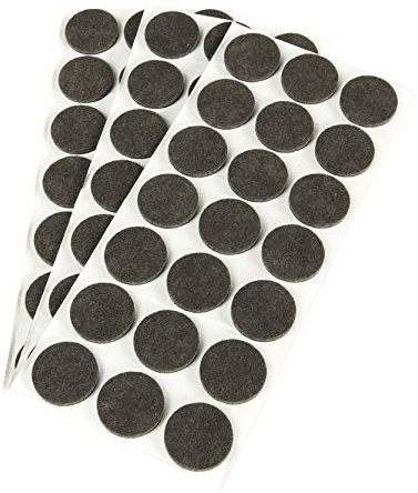 Emuca - Round self adhesive felt pads for furniture, brown colour, Ø30mm (1,18 inch), Set of 63 felt pads