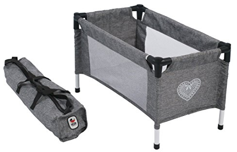 Bayer Chic 2000 652 76 Born Reisebett für Baby-Puppen, Jeans grau, Klein