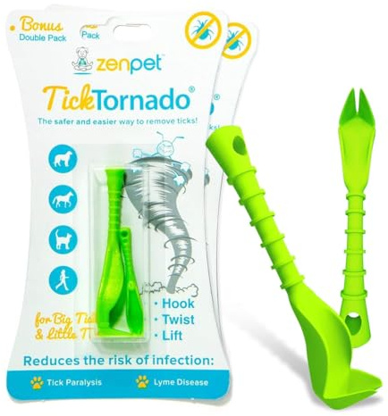 ZenPet Tick Tornado Tick Remover Tool for Dogs, Cats, Horses, Humans (2 Pack) – Safe & Easy Tick Removal, Vet-Approved Grabber Tool for Hiking, Camping, Travel, Lyme Disease & Infection Prevention