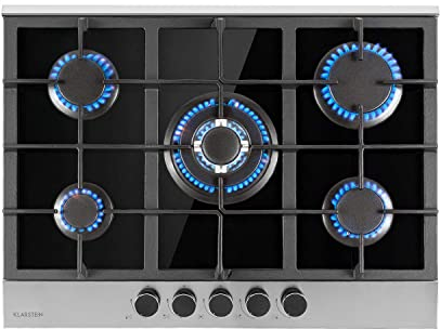 Klarstein Gaskocher 5-Flammig, 10,4kW Einbau-Gaskocher für Innenbereich, Edelstahl-Gaskocher für Wohnmobil, 5-Flammiger Gaskocher, Moderner Einbau Gasherd, Fünf Brenner Gas Herd