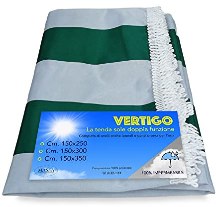 TENDA SOLE VERTIGO da esterno GIARDINO balcone RIGONE VERDE impermeabile e idrorepellente - Cm. 150 x 350