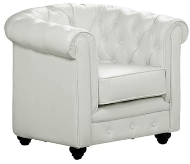 Vente-unique - Poltrona CHESTERFIELD in similpelle Bianca